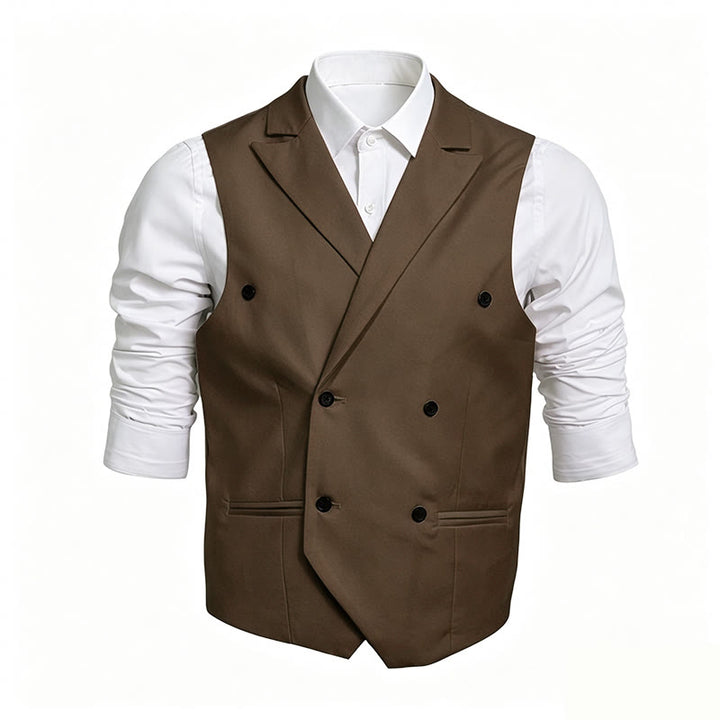 Gilet habillé croisé pour homme, coupe ajustée - Café - 6XL - image 5