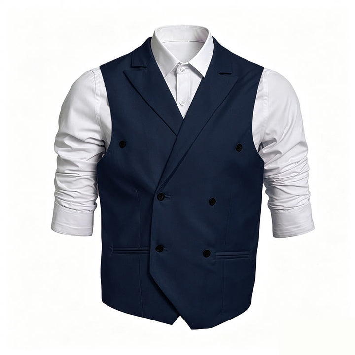 Gilet habillé croisé pour homme, coupe ajustée - Bleu marine - 6XL - image 4