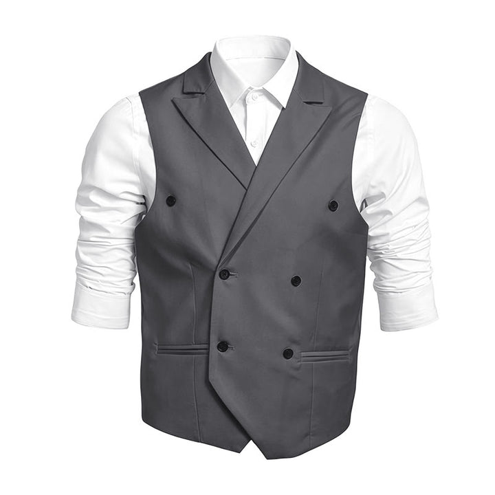 Gilet habillé croisé pour homme, coupe ajustée - Gris - 6XL - image 3