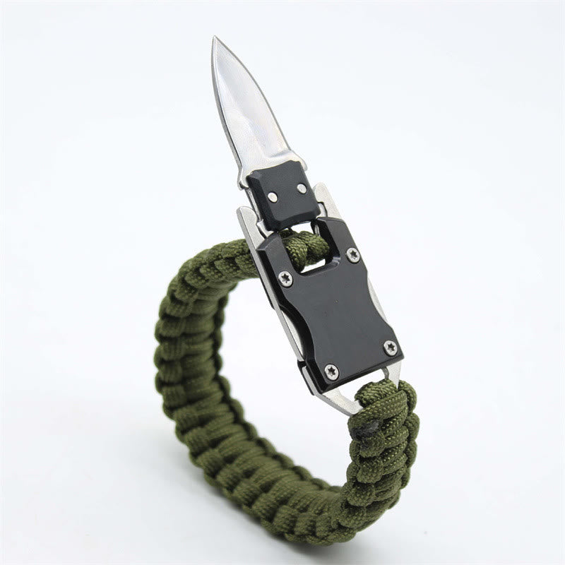 Bracelet de survie multifonctionnel en paracorde avec couteau dissimulé - Vert armée - image 2