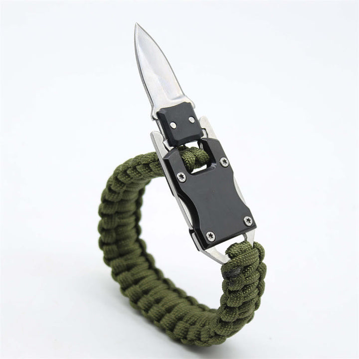 Bracelet de survie multifonctionnel en paracorde avec couteau dissimulé - Vert armée - image 2