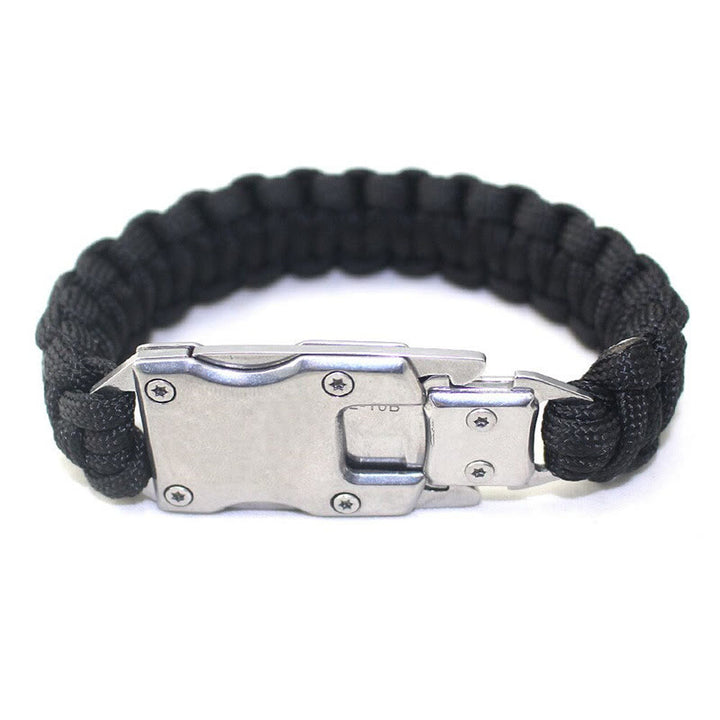 Bracelet de survie multifonctionnel en paracorde avec couteau dissimulé - Boucle noire et argentée - image 4