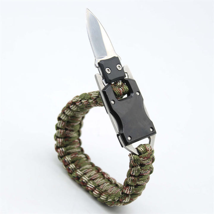 Bracelet de survie multifonctionnel en paracorde avec couteau dissimulé - Camouflage vert armée - image 0