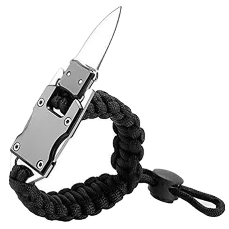 Bracelet de survie multifonctionnel en paracorde avec couteau dissimulé - Noir ajustable - image 6
