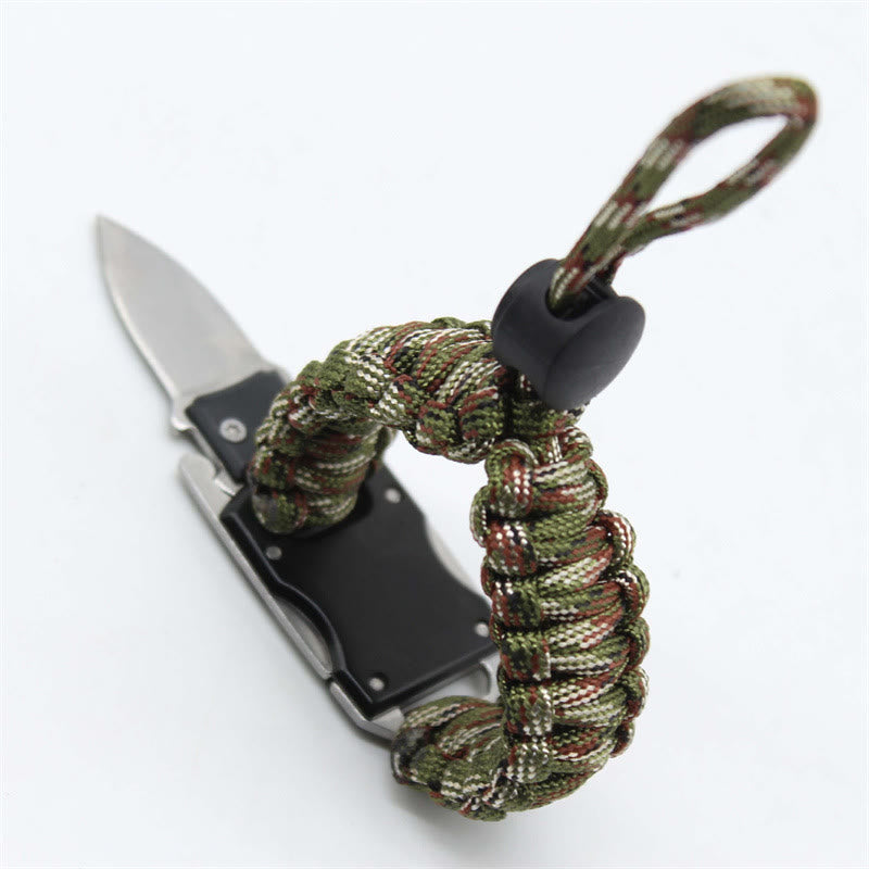 Bracelet de survie multifonctionnel en paracorde avec couteau dissimulé - Camouflage vert armée ajustable - image 8