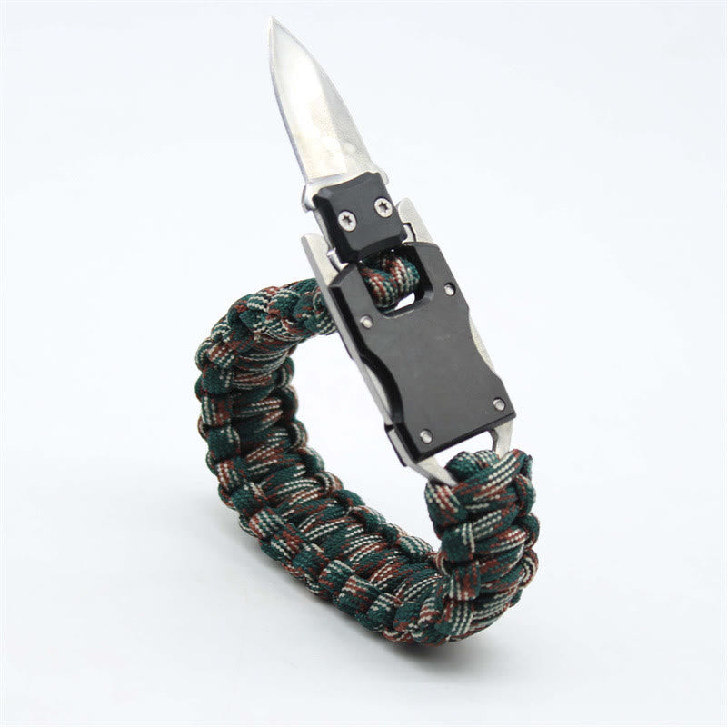 Bracelet de survie multifonctionnel en paracorde avec couteau dissimulé - Camouflage forestier - image 3