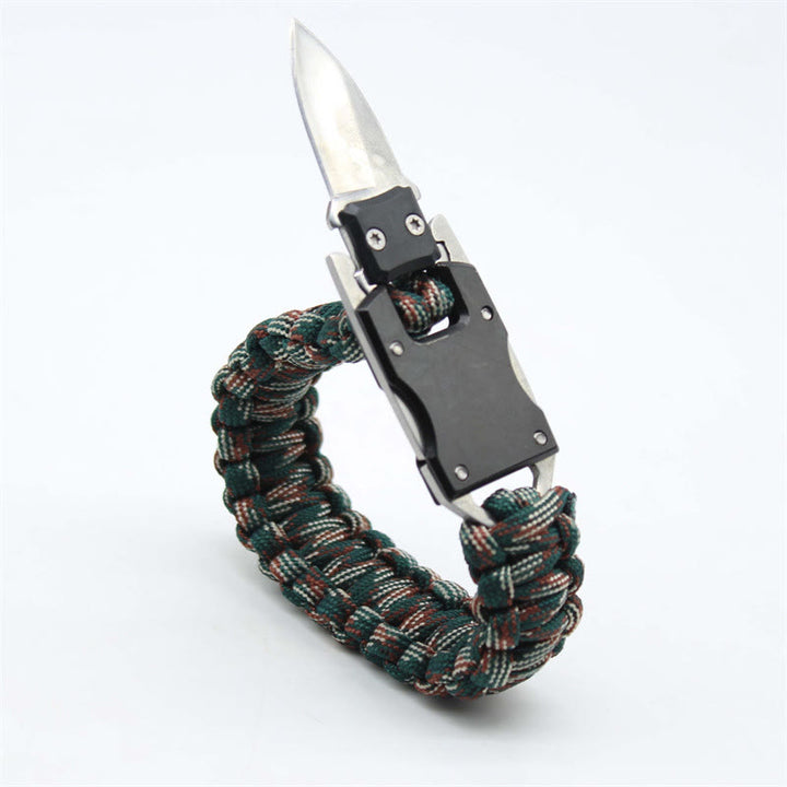 Bracelet de survie multifonctionnel en paracorde avec couteau dissimulé - Camouflage forestier - image 3