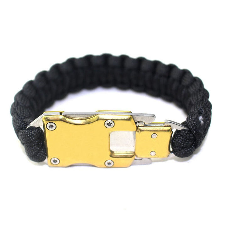 Bracelet de survie multifonctionnel en paracorde avec couteau dissimulé - Boucle noire et dorée - image 5