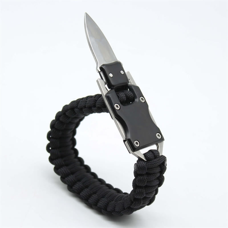 Bracelet de survie multifonctionnel en paracorde avec couteau dissimulé - Noir - image 1