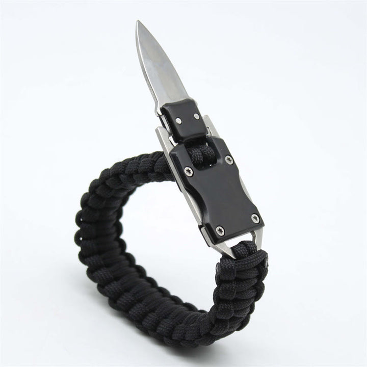 Bracelet de survie multifonctionnel en paracorde avec couteau dissimulé - Noir - image 1
