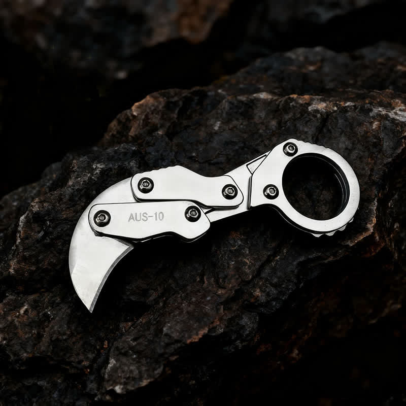 Couteau pliant de poche tactique à griffes - Outil EDC - Argent - image 0