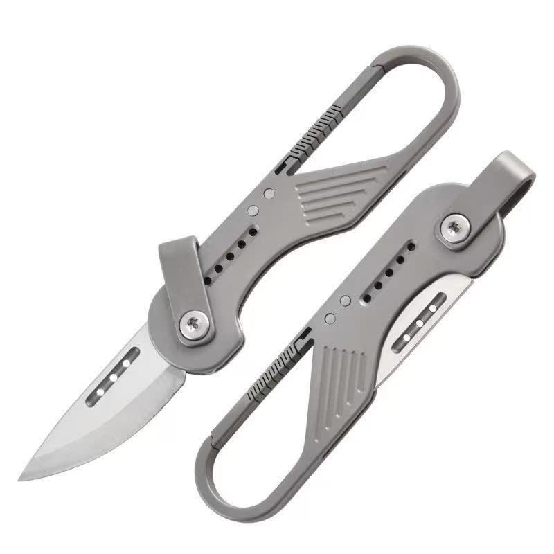 Couteau pliant EDC style titane avec mousqueton - image 3