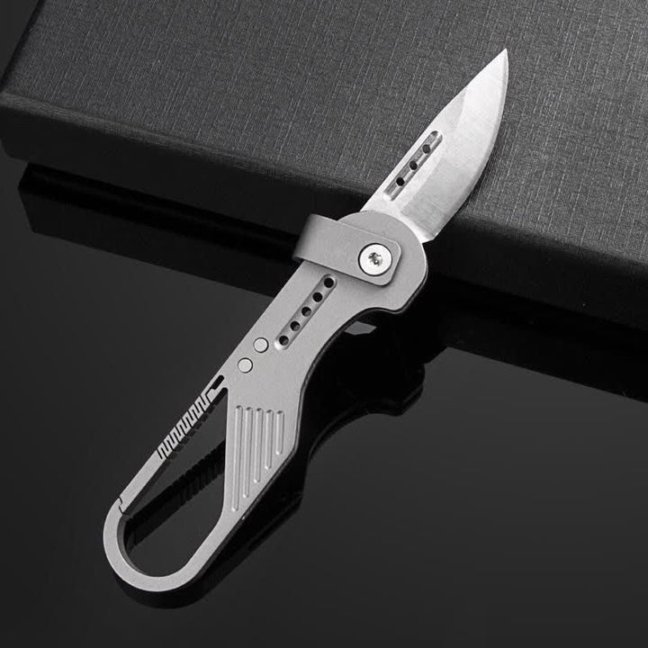 Couteau pliant EDC style titane avec mousqueton - Argent - image 0