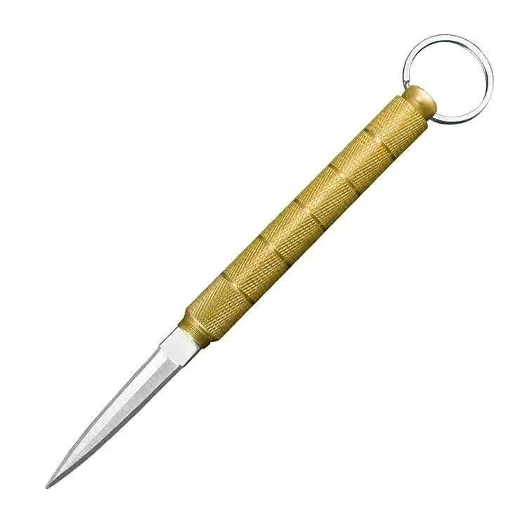 Couteau de poche tactique EDC avec lame dissimulée et brise-vitre - Jaune - image 10