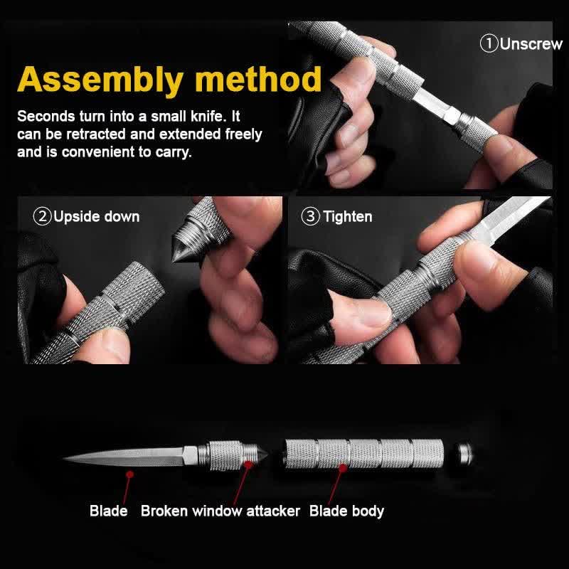 Couteau de poche tactique EDC avec lame dissimulée et brise-vitre - image 3