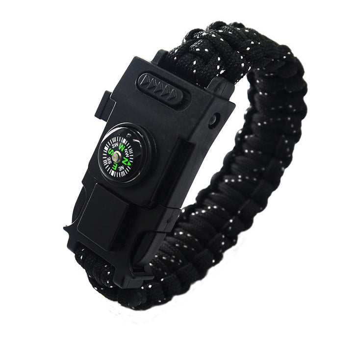 Bracelet de survie en paracorde avec lumière LED pour secours d'urgence - Points noirs et blancs - image 6