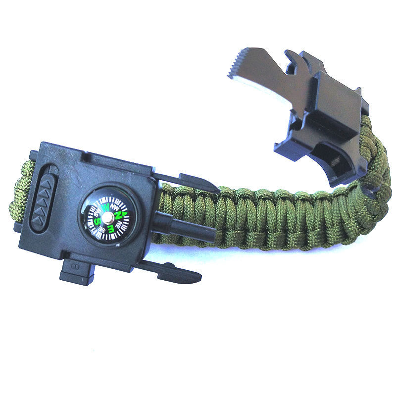 Bracelet de survie en paracorde avec lumière LED pour secours d'urgence - Vert armée - image 2