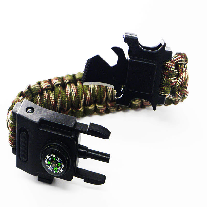 Bracelet de survie en paracorde avec lumière LED pour secours d'urgence - Camouflage rouge et vert - image 4