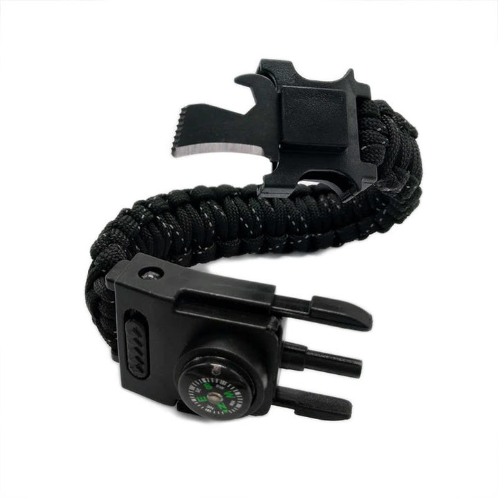 Bracelet de survie en paracorde avec lumière LED pour secours d'urgence - Noir réfléchissant - image 9