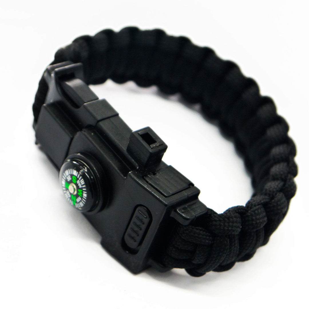 Bracelet de survie en paracorde avec lumière LED pour secours d'urgence - Noir - image 1