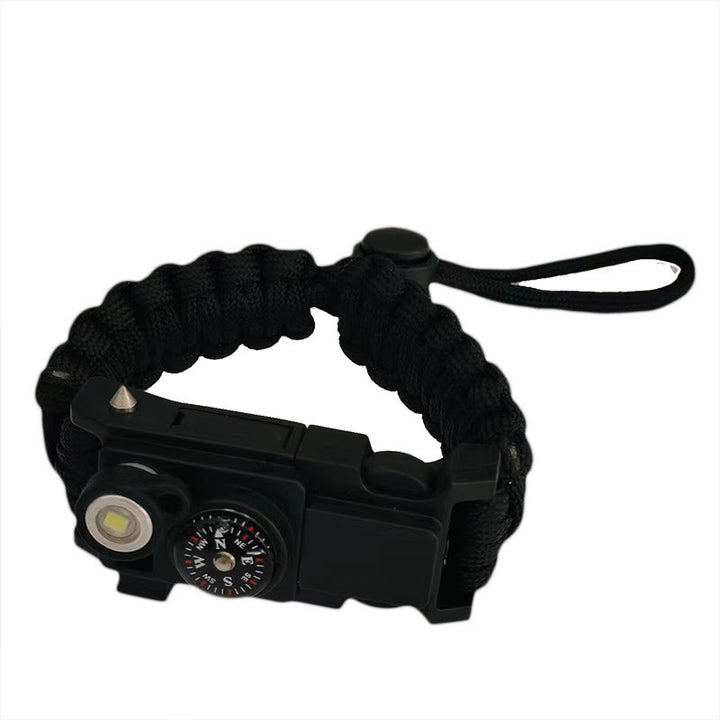 Bracelet de survie léger en paracorde avec boussole et lumière LED. - Noir ajustable - image 11