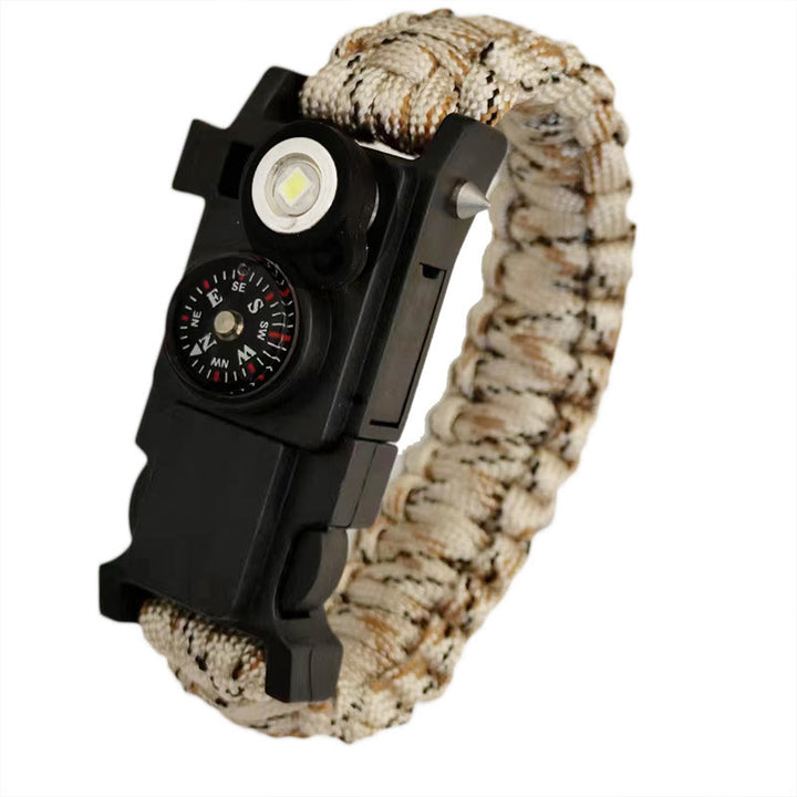 Bracelet de survie léger en paracorde avec boussole et lumière LED. - Camouflage terrestre - image 4