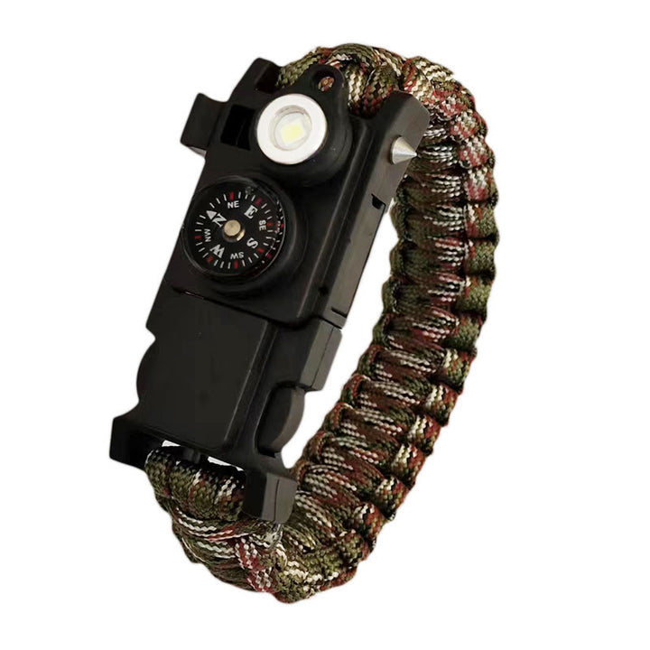 Bracelet de survie léger en paracorde avec boussole et lumière LED. - Camouflage vert armée - image 0