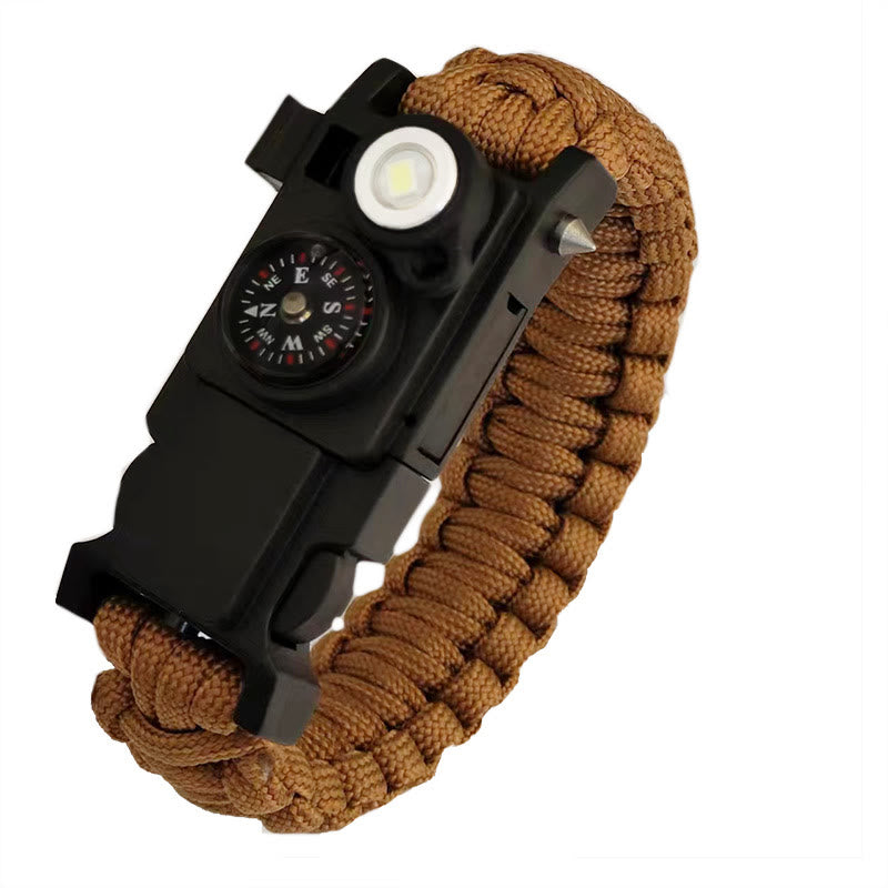 Bracelet de survie léger en paracorde avec boussole et lumière LED. - Brun - image 6