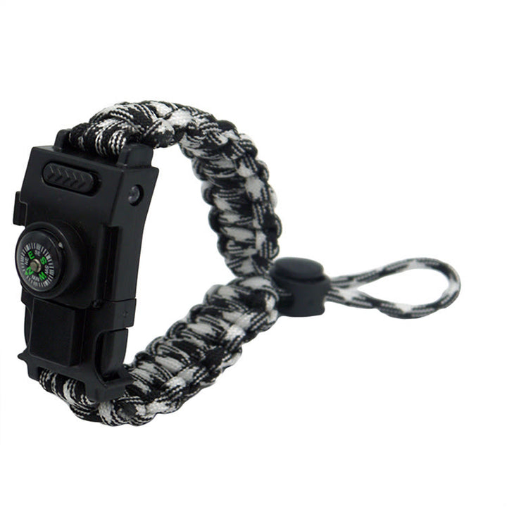 Bracelet multifonctionnel de survie en extérieur avec LED en paracorde - Camouflage rétractable noir et blanc - image 24
