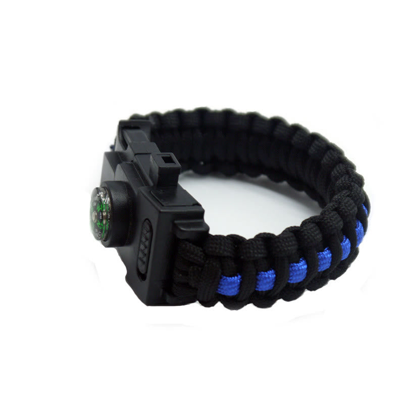 Bracelet multifonctionnel de survie en extérieur avec LED en paracorde - Noir et bleu - image 9