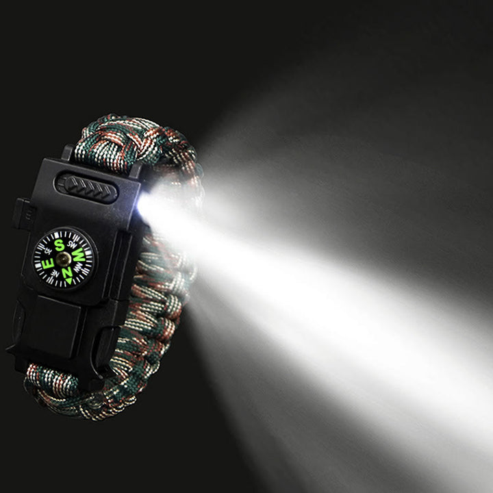 Bracelet multifonctionnel de survie en extérieur avec LED en paracorde - Camouflage de montagne - image 3