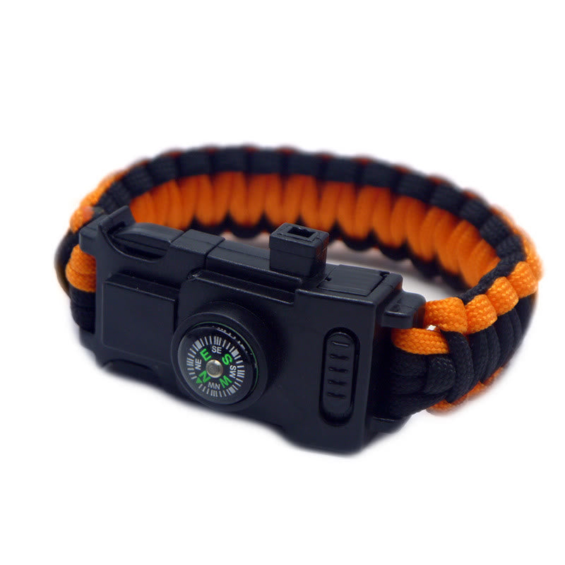 Bracelet multifonctionnel de survie en extérieur avec LED en paracorde - Noir et orange - image 8