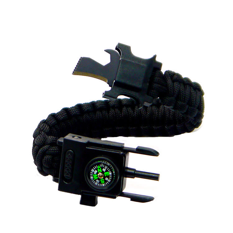 Bracelet multifonctionnel de survie en extérieur avec LED en paracorde - Noir - image 1