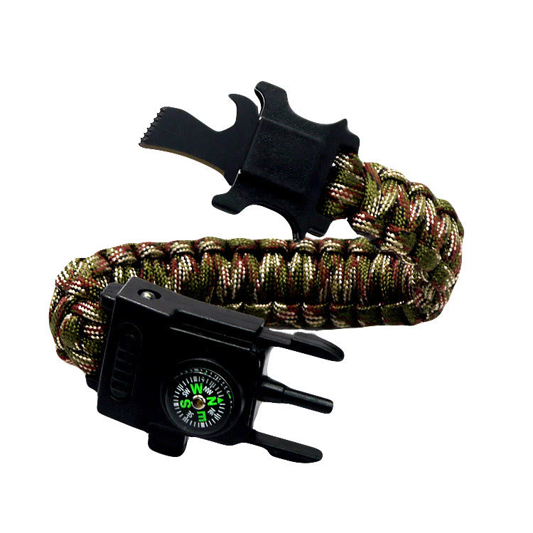 Bracelet multifonctionnel de survie en extérieur avec LED en paracorde - Camouflage vert armée - image 4