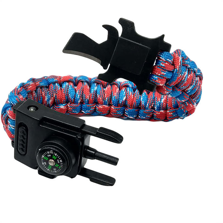Bracelet multifonctionnel de survie en extérieur avec LED en paracorde - Camouflage rouge et bleu - image 11
