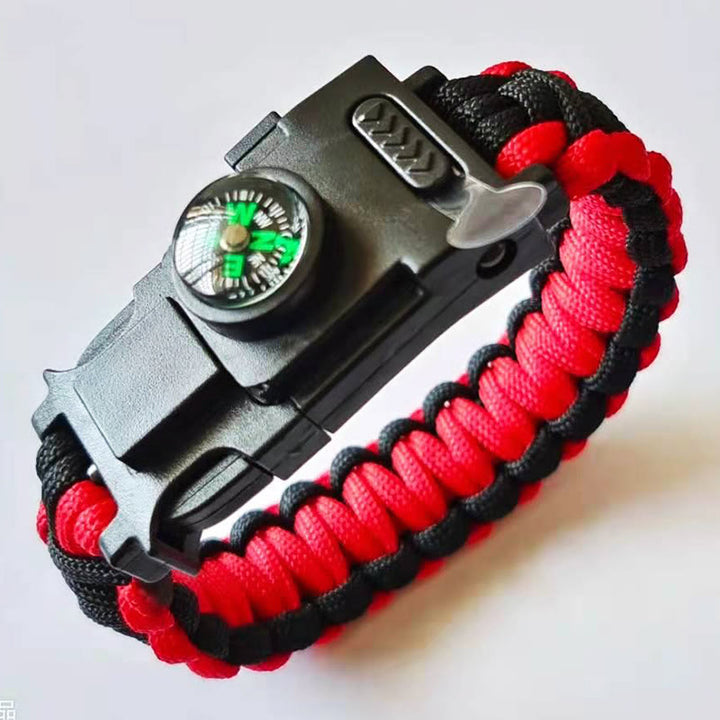 Bracelet multifonctionnel de survie en extérieur avec LED en paracorde - Noir et rouge - image 17