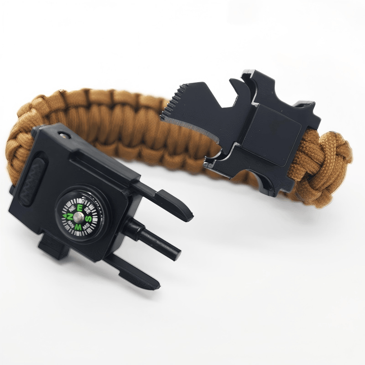 Bracelet multifonctionnel de survie en extérieur avec LED en paracorde - Brun - image 5