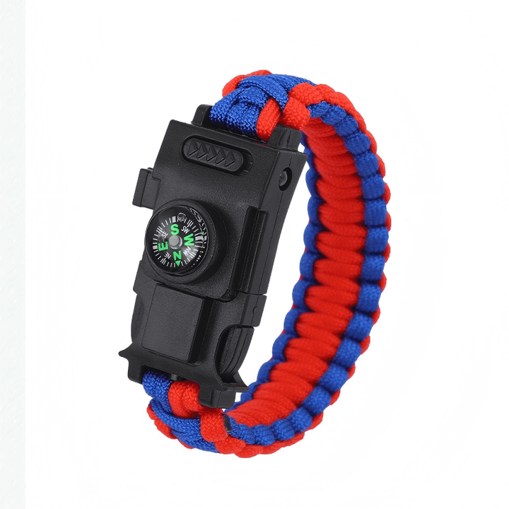 Bracelet multifonctionnel de survie en extérieur avec LED en paracorde - Rouge et bleu - image 15