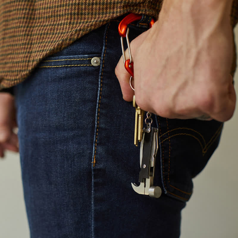 Porte-clés compact 6 en 1 EDC avec manche en bois - image 2
