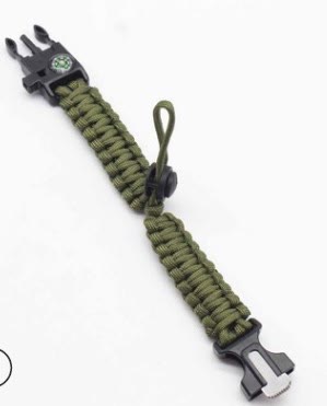 Bracelet de survie d'urgence en paracorde avec boussole ajustable et allume-feu - Vert armée - image 6
