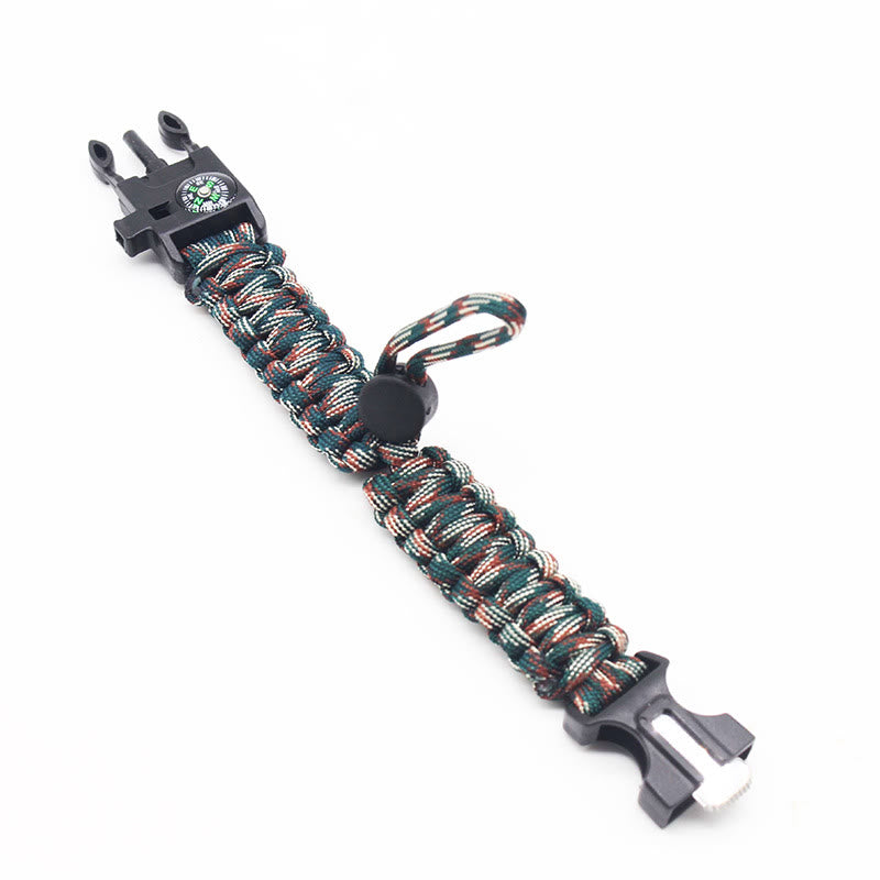 Bracelet de survie d'urgence en paracorde avec boussole ajustable et allume-feu - Camouflage de montagne - image 8