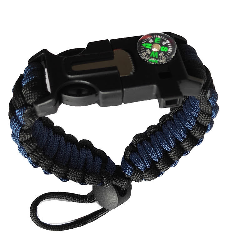 Bracelet de survie d'urgence en paracorde avec boussole ajustable et allume-feu - Bleu foncé - image 3