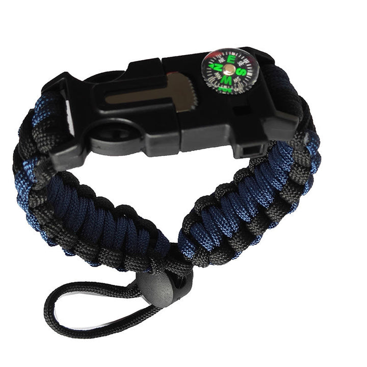 Bracelet de survie d'urgence en paracorde avec boussole ajustable et allume-feu - Bleu foncé - image 3