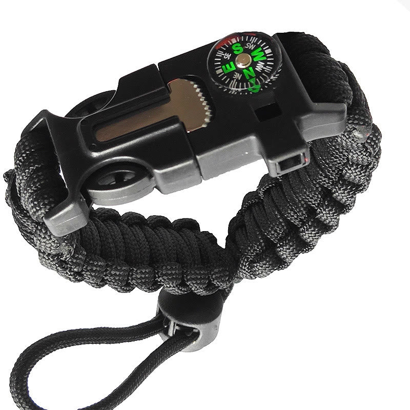 Bracelet de survie d'urgence en paracorde avec boussole ajustable et allume-feu - Noir - image 1