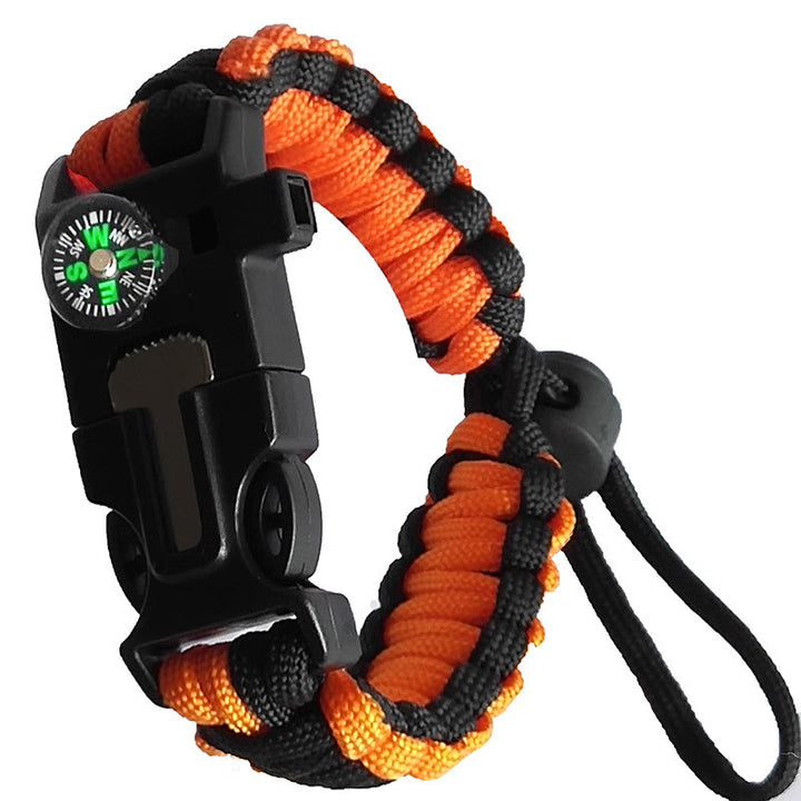 Bracelet de survie d'urgence en paracorde avec boussole ajustable et allume-feu - Orange - image 2