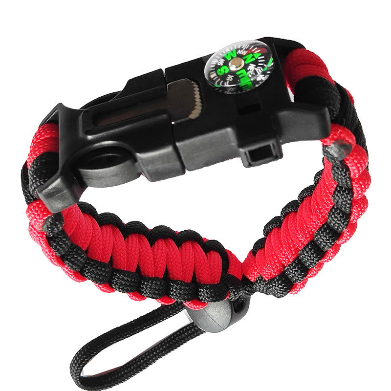 Bracelet de survie d'urgence en paracorde avec boussole ajustable et allume-feu - Rouge - image 0