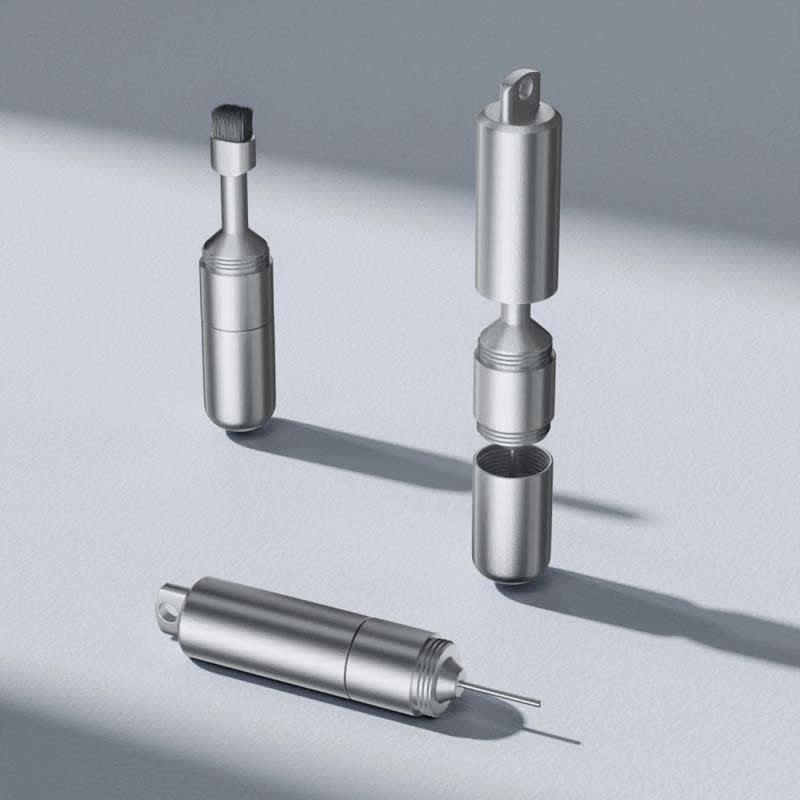 Porte-clés avec outil d'éjection de carte SIM et brosse de nettoyage pour téléphone - Argent - image 0