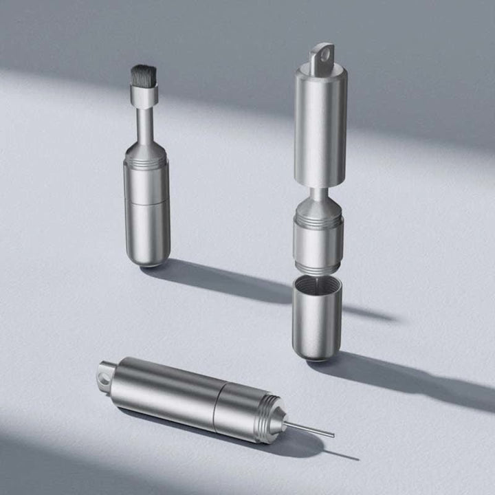 Porte-clés avec outil d'éjection de carte SIM et brosse de nettoyage pour téléphone - Argent - image 0