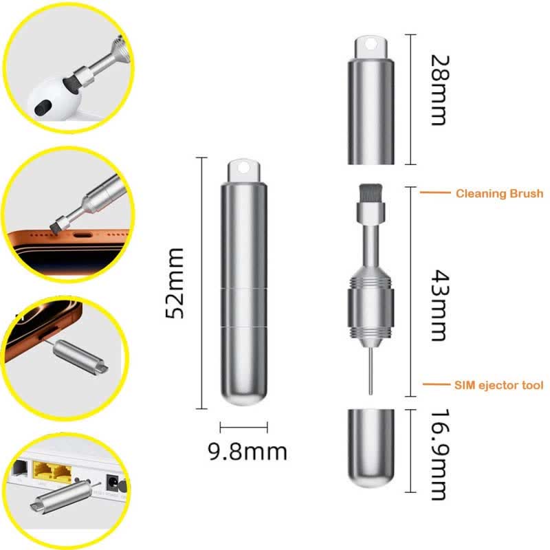 Porte-clés avec outil d'éjection de carte SIM et brosse de nettoyage pour téléphone - image 3