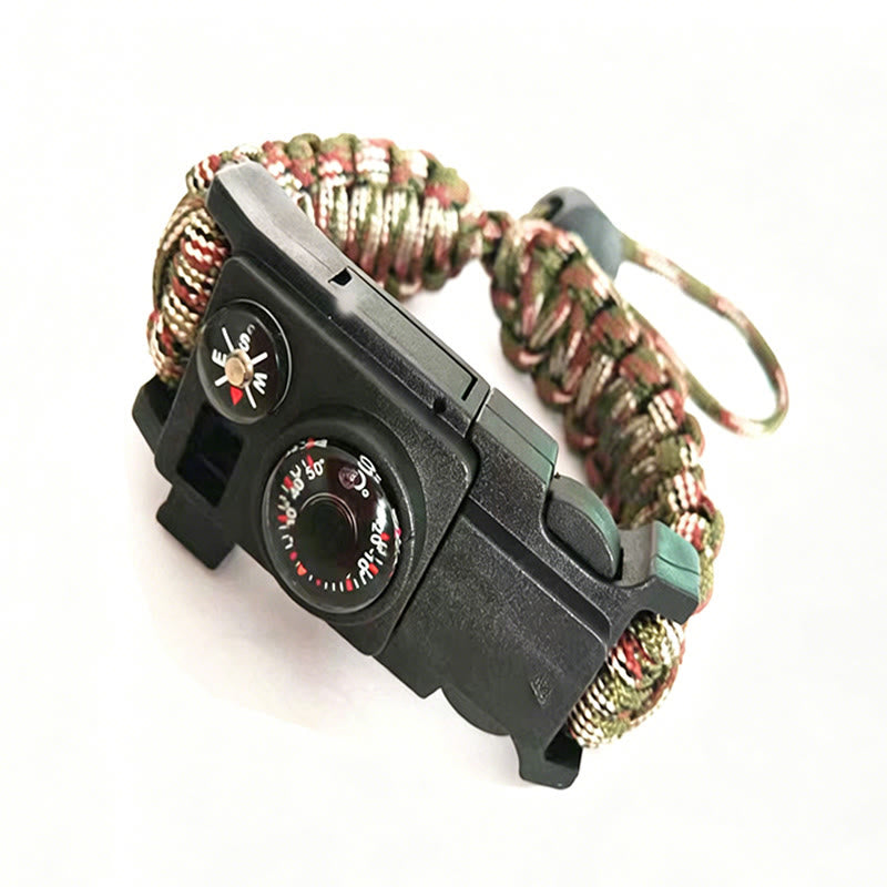 Bracelet de survie multi-outils pour le camping en plein air en paracorde - Camouflage vert armée ajustable - image 19